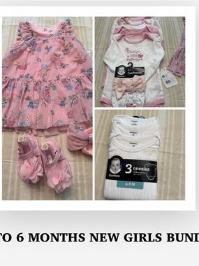 Gerber Pink Floral Dress and White Onesie Set with Accessories